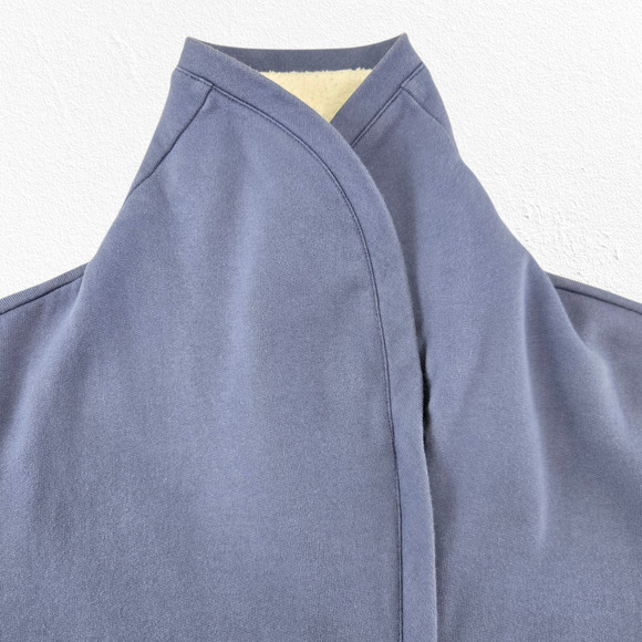 Y2K St John Sport Blue Knit Jacket Shearling Collar Asymmetrical Zip Size Medium - Picture 2 of 11